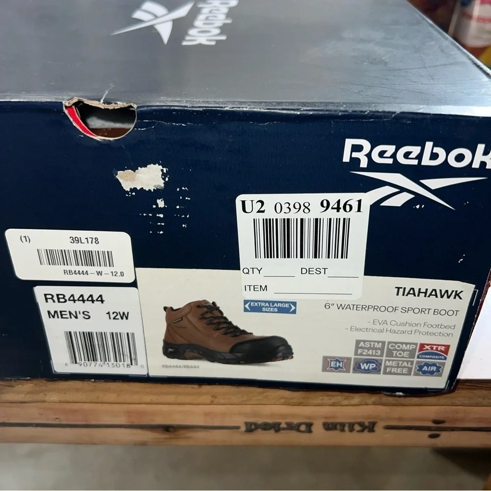 Reebok RB4444 Tiahawk Mens Brown Waterproof Comp Toe Work Boots Size 12W